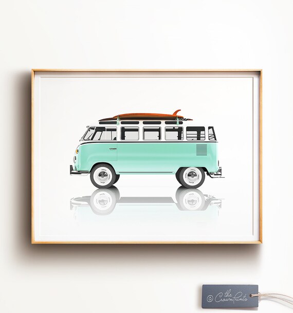 Of Op risico snelheid VW Bus Decor PRINTABLE ART Retro Posters California Wall | Etsy