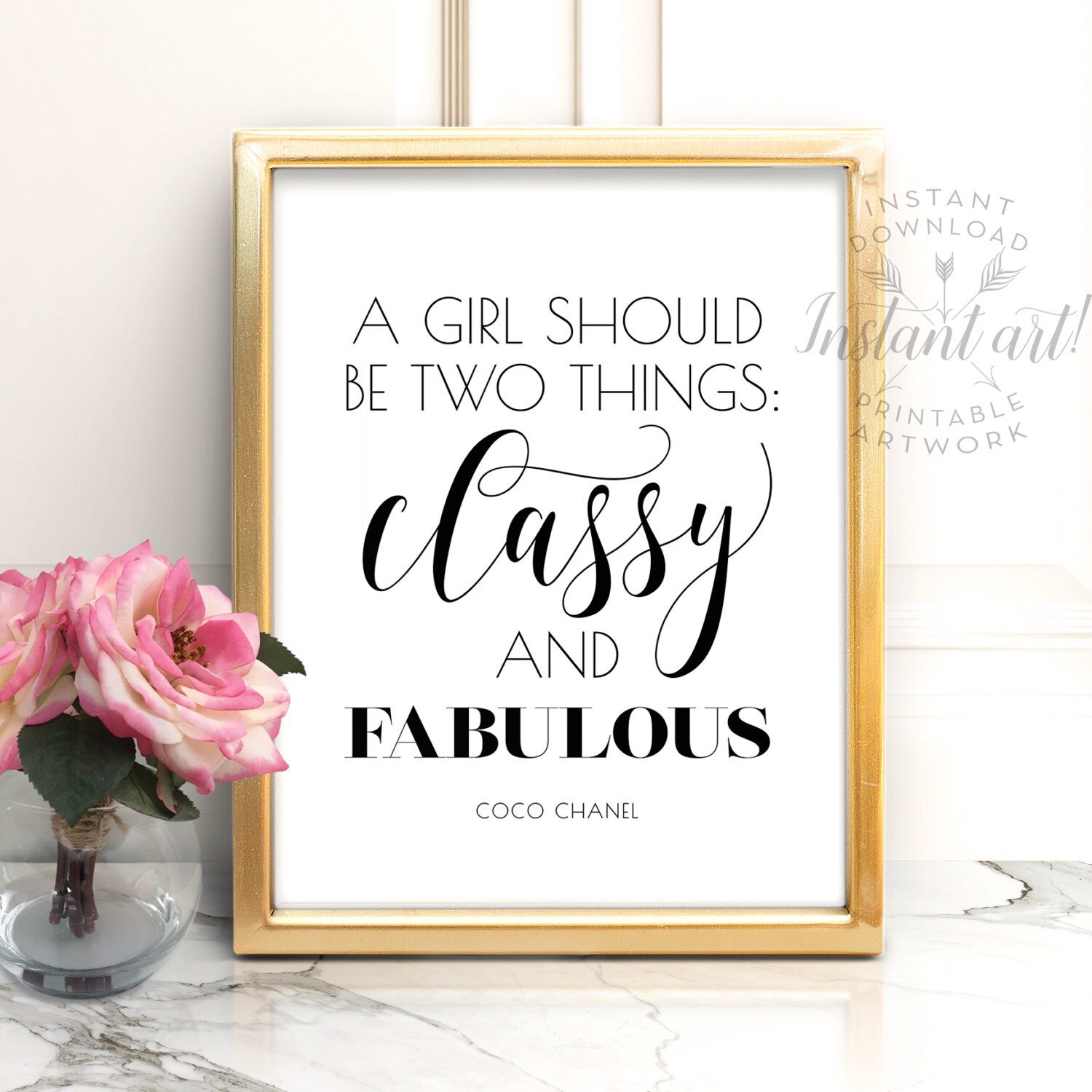 A Girl Should Be Two Things PRINTABLE Art Coco Chanel | Etsy