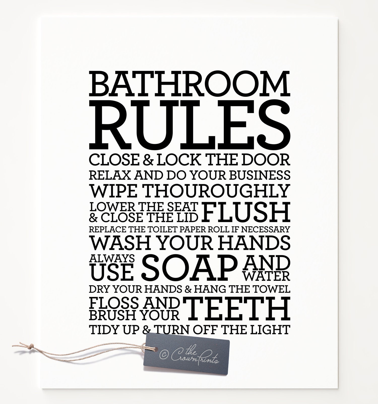 Bathroom rules sign PRINTABLE art Bathroom decor Bathroom Etsy
