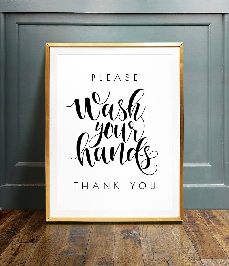 Wash your hands sign PRINTABLE art Bathroom wall decor Kids Etsy