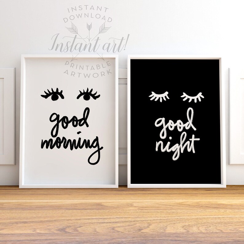 Bedroom Wall Art PRINTABLE Art Good Morning Good Night Etsy