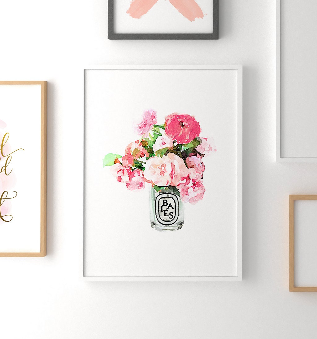 Watercolor Flowers Print PRINTABLE Art Wall Art Glam Decor | Etsy