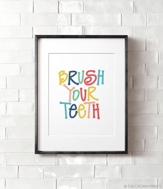 Set of 3 Bathroom Prints Childrens Toilet Poster Bathroom Rules Wash Flush Brush 