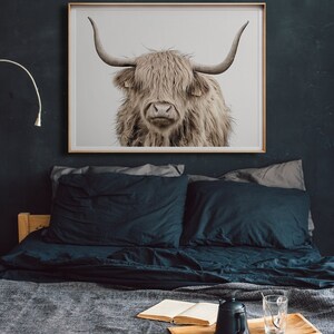 Cow print, PRINTABLE wall ART, Modern farmhouse decor, Digital download print, Highland cattle art, Highland cow art print, Boho wall decor image 2