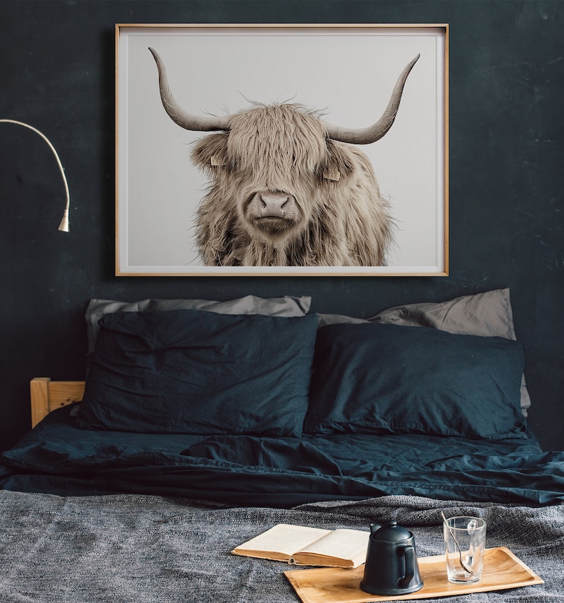 Cow print, PRINTABLE wall ART, Modern farmhouse decor, Digital download print, Highland cattle art, Highland cow art print, Boho wall decor image 2