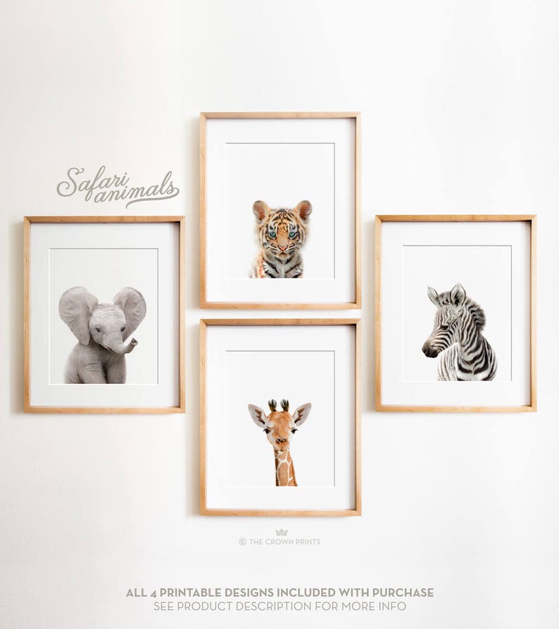 Safari Nursery decor set, PRINTABLE art, Safari animals decor, Baby animals, Nursery art, Nursery decor, Minimalist Modern nursery TCP100_ afbeelding 2