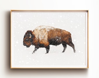 Bison art, DIGITAL DOWNLOAD, Buffalo print, Winter decor, Southwestern decor, Animal print, Animal photography, Farmhouse wall art, Nature
