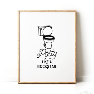 Potty like a rockstar, Funny bathroom art, PRINTABLE art, Bathroom decor, Funny wall art, Funny bathroom signs, Kids bathroom decor, Art imagem 6