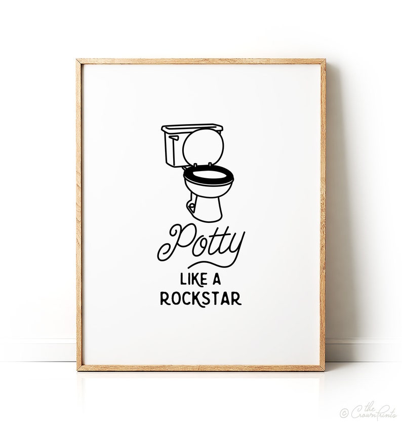 Potty like a rockstar, Funny bathroom art, PRINTABLE art, Bathroom decor, Funny wall art, Funny bathroom signs, Kids bathroom decor, Art image 6