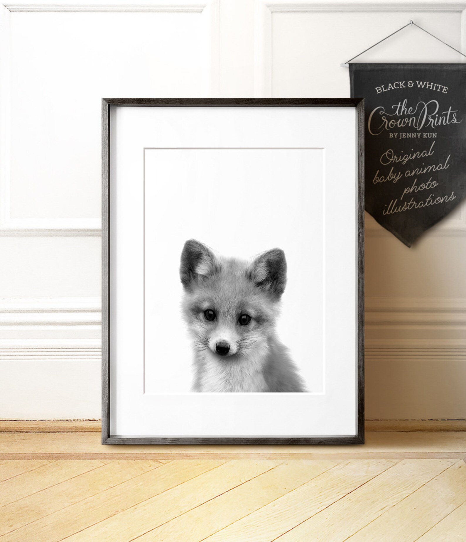 Black and White Fox Print PRINTABLE Art Nursery Decor - Etsy