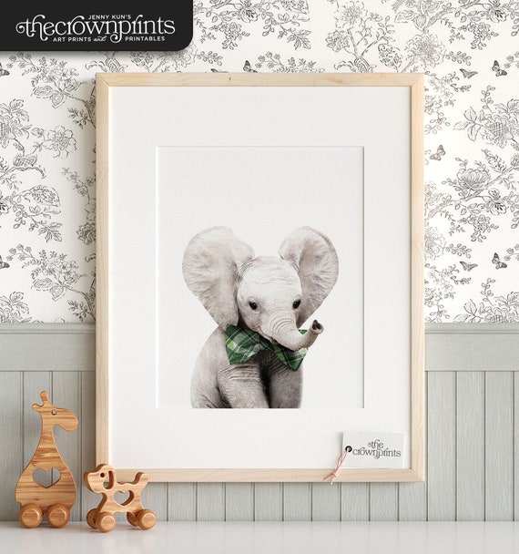 Baby Boy Nursery Wall Decor Baby Elephant SHIPPED PRINT Baby Elephant