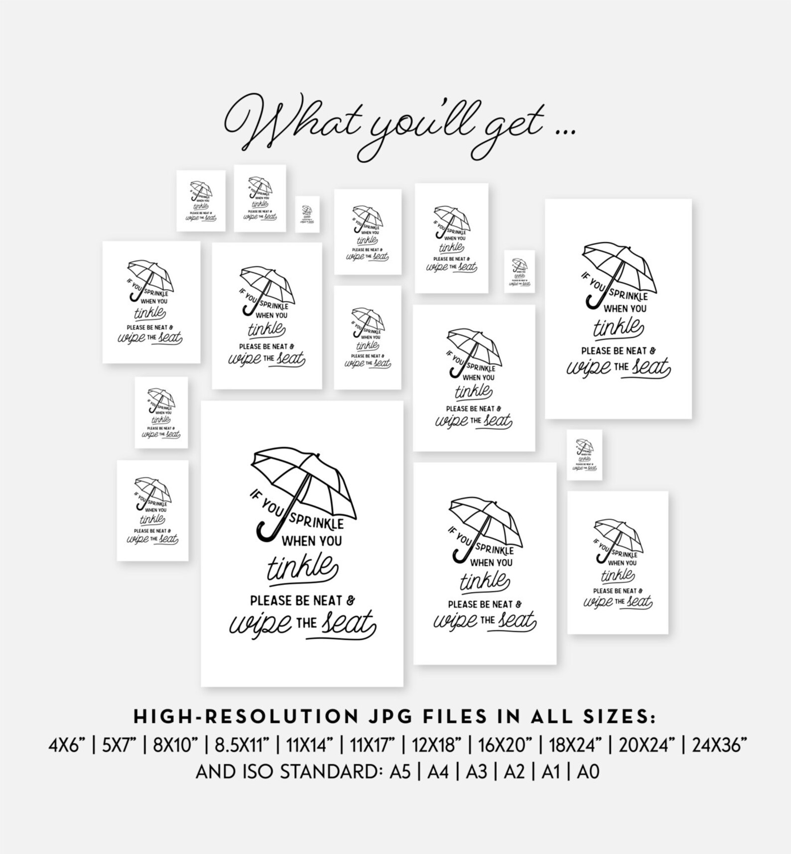 If You Sprinkle When You Tinkle PRINTABLE Art Bathroom Art - Etsy