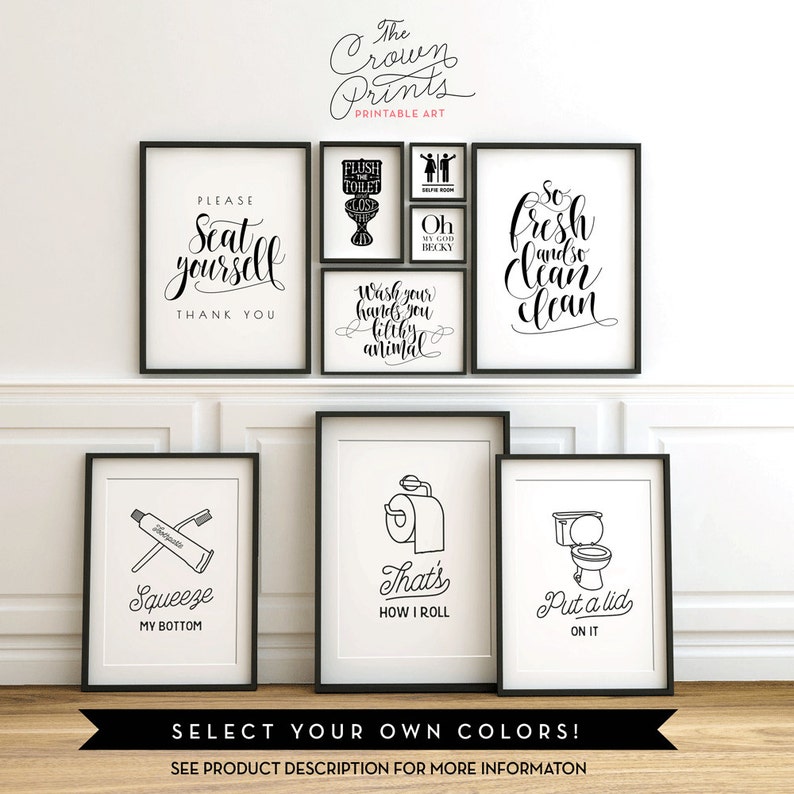 Bathroom art, They see me rollin, PRINTABLE art, Funny bathroom signs, Bathroom wall decor, Dorm decor, Funny wall art, Toilet paper sign image 9