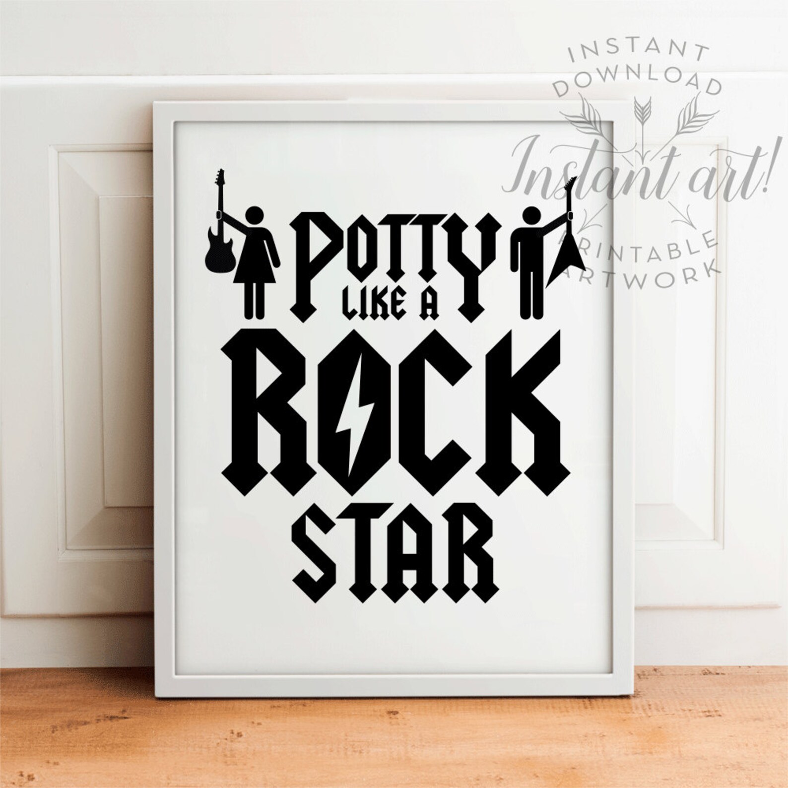Potty Like a Rockstar PRINTABLE Artfunny Bathroom - Etsy