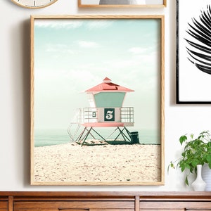 Lifeguard tower print, INSTANT DOWNLOAD, Printable beach art, California wall art, Beach decor, Ocean print, Beach print, Lifeguard stand image 4
