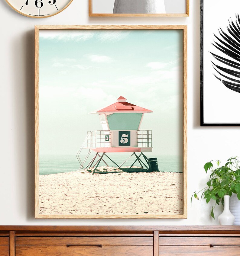 Lifeguard tower print, INSTANT DOWNLOAD, Printable beach art, California wall art, Beach decor, Ocean print, Beach print, Lifeguard stand image 4