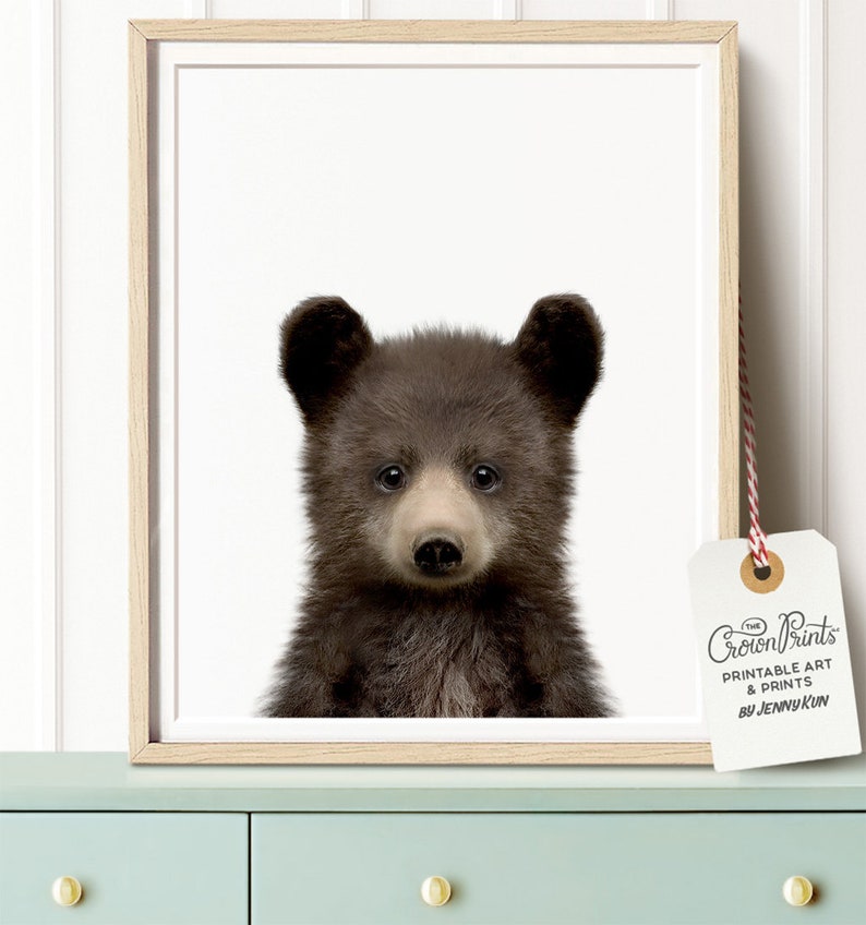 Baby bear print Nursery animal art Woodland Nursery prints Etsy