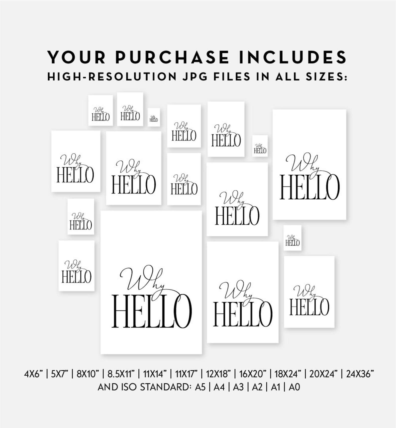 Why hello print PRINTABLE Wall art Typography wall art Etsy