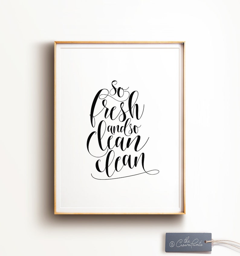 Bathroom wall decor, PRINTABLE art, So fresh and so clean, Bathroom printable art, Funny bathroom art, Kids bathroom decor, Bathroom prints image 1