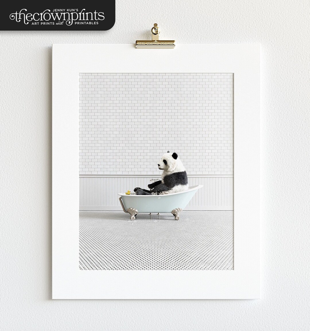 Panda in Bathtub PRINTABLE Art, Animals in Bathtub Print by the Crown ...