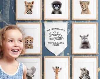 Safari nursery, Baby animal nursery art, PRINTABLE art, African & Asian animals, Safari animals, Safari animal prints,  Nursery wall TCP103_
