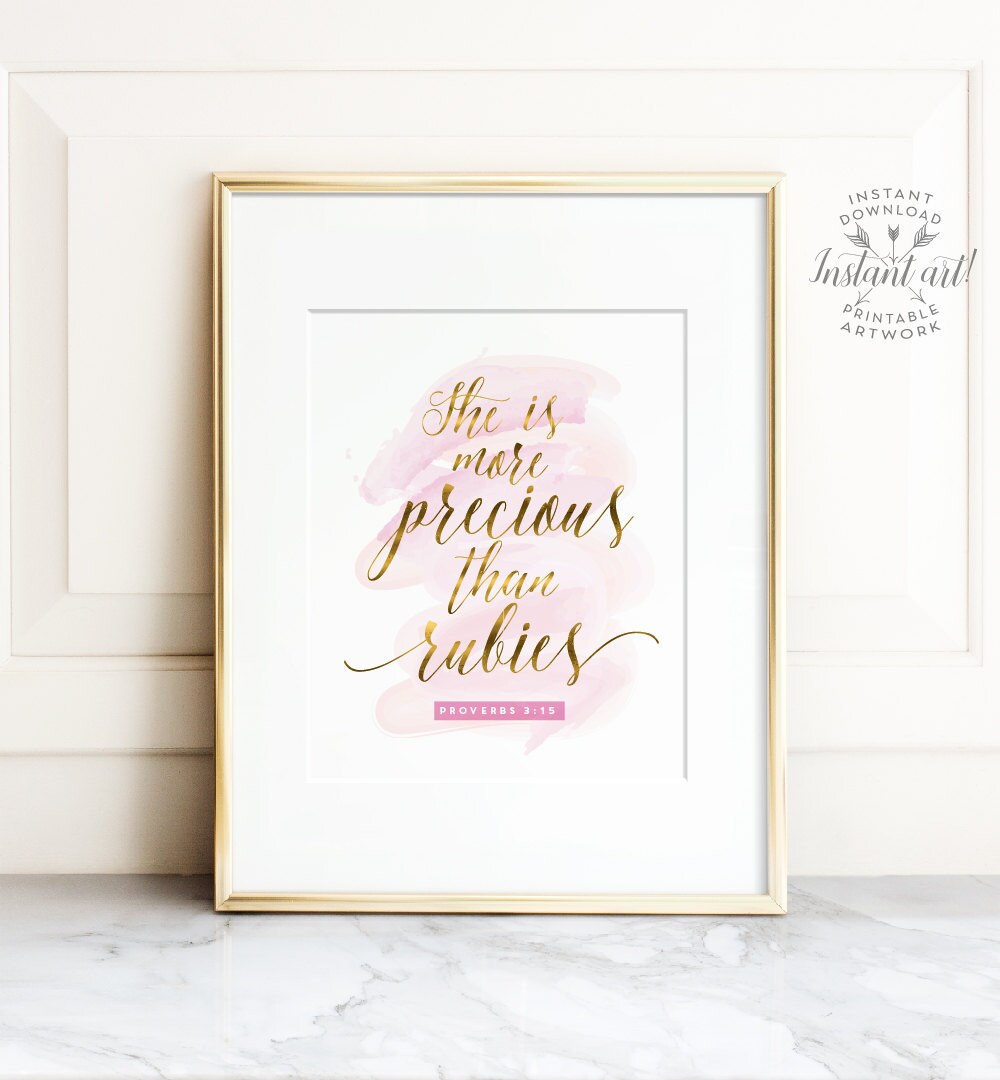 She is More Precious Than Rubies PRINTABLE Art Bible Verse - Etsy