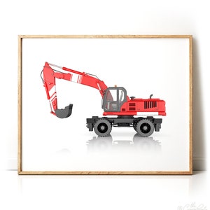 Construction vehicle prints, Boys room PRINTABLE art, Digger, Truck prints, Excavator print, Gift for boy, Last minute gift, Nursery decor