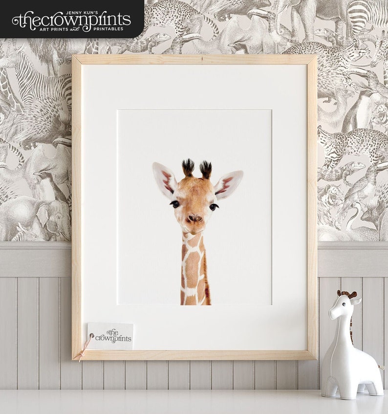 Safari nursery art, Giraffe print, PRINTABLE art, Safari animals wall art, Baby giraffe, Safari nursery decor theme,Nursery wall art TCP90_ image 1