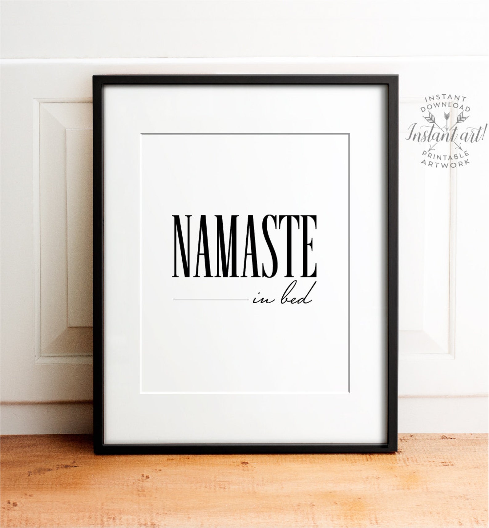Namaste in Bed Bedroom Wall Decor PRINTABLE Art Funny Wall | Etsy