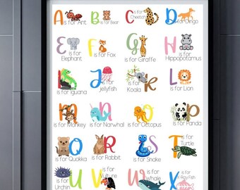 Kids Animal Alphabet & Name Wall Art