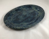 Ceramic Appetizer Platter, Oval Platter, Serving Platter, Black Blue Beige Platter, Housewarming gift, Original Design, Hors d'oeuvres