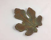 Small Fig Leaf Spoon Rest, Fig Leaf Dish, Ceramic Dish, Handmade, Hand Built Pottery, Spoon Rest, Home Decor, Candle Holder, Hostess Gift