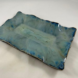 Ceramic Appetizer Platter, Blue Serving Platter, Handmade Platter, Housewarming gift, Anniversary Gift, Contemporary Platter