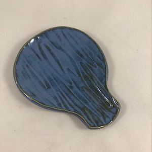 Handmade Ceramic Spoon Rest, Pottery Spoon Rest, Blue Spoon Rest, Spoon Holder, Kitchen Utensil Rest, Stocking Stuffer, Small Gift