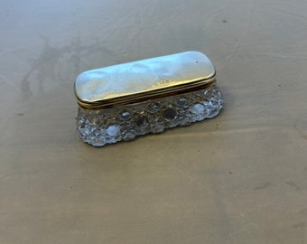 Silver topped cut glass trinket box