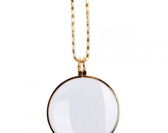 Pocket Magnifying Glass Necklace: Handmade Brass 5x Mini Lens