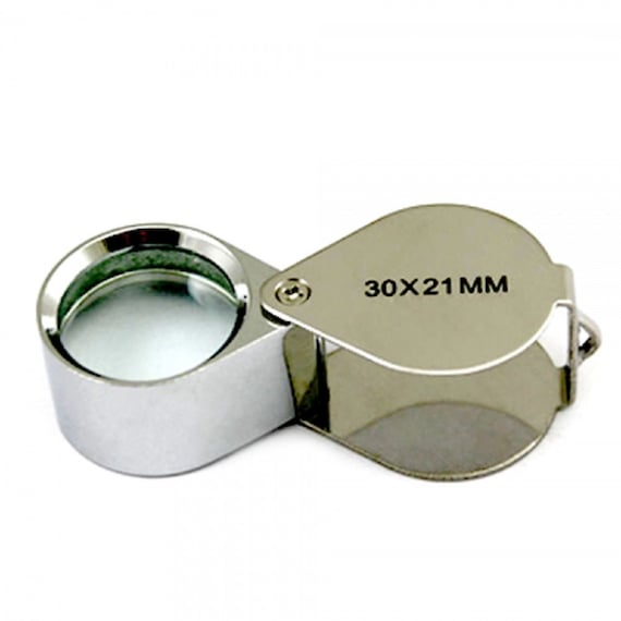 Silver Tone 30x21mm Folding Jewelry Loupe Magnifying Glass Magnifier