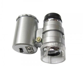 60X Jeweler Loupe: Portable Microscope Magnifier with UV LED