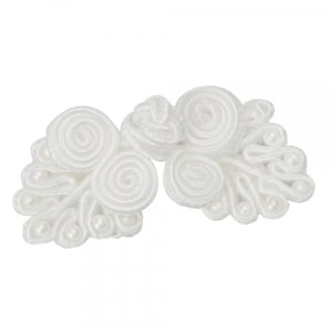 5 Pairs Handmade Chinese Traditional Frog Closure Buttons White