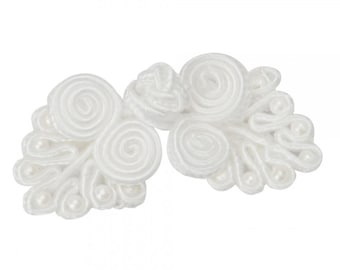 5 Pairs Handmade Chinese Traditional Frog Closure Buttons White