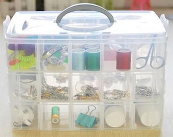 Caja de almacenamiento de plástico de 3 capas: organizador de 30 compartimentos