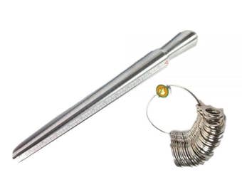 Juego de mandril medidor de anillos de metal y medidor de dedo