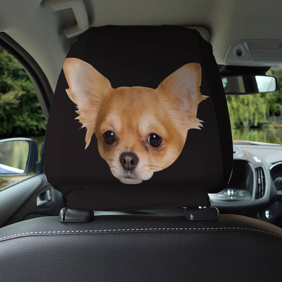 Chihuahua Dog Design Car Seat Headrest Cover 2 Pack Made In