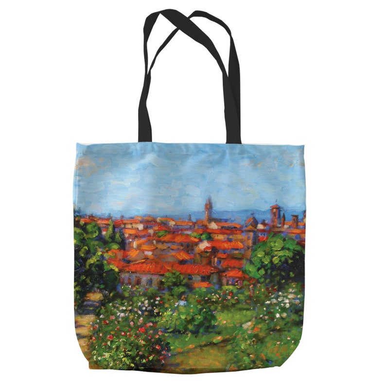 Large Tote Shopping Beach Bag A Garden Into Florence Italy By Artist John Mackie