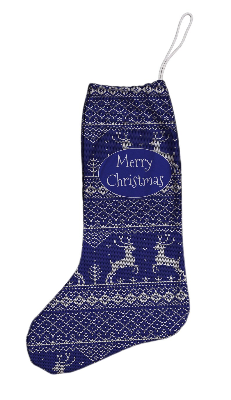 Merry Christmas Blue Fair Isle Design Christmas Stocking 27 x 14 Gift Present