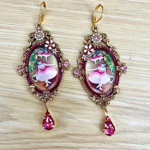 Pendientes con pinturas de bailarinas de Degas, joyas de museo, pendientes largos