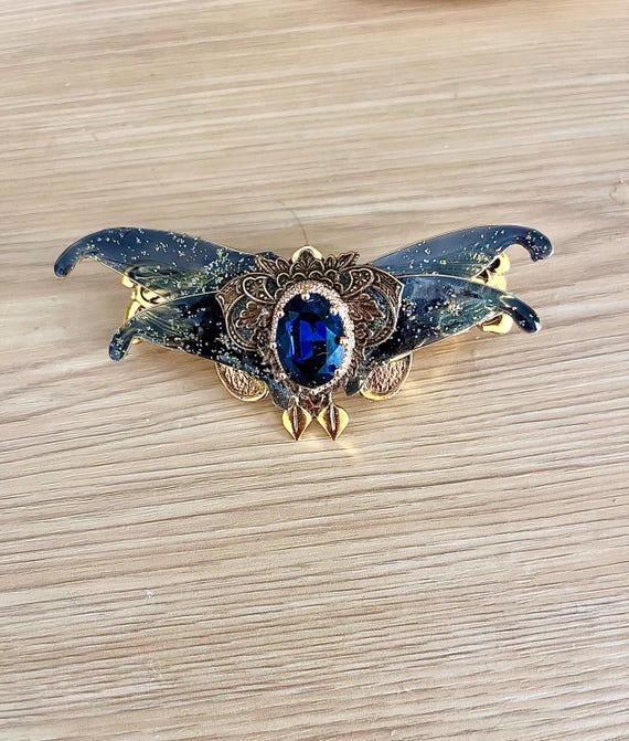 Blue and Gold Butterfly Hair Clip, Decorated Clip - Etsy display picture 2