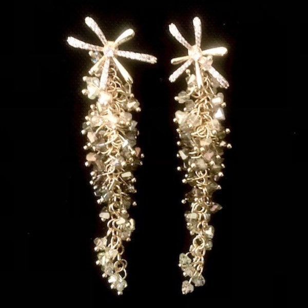 Boucles d'oreilles étoiles et grappes de cristal