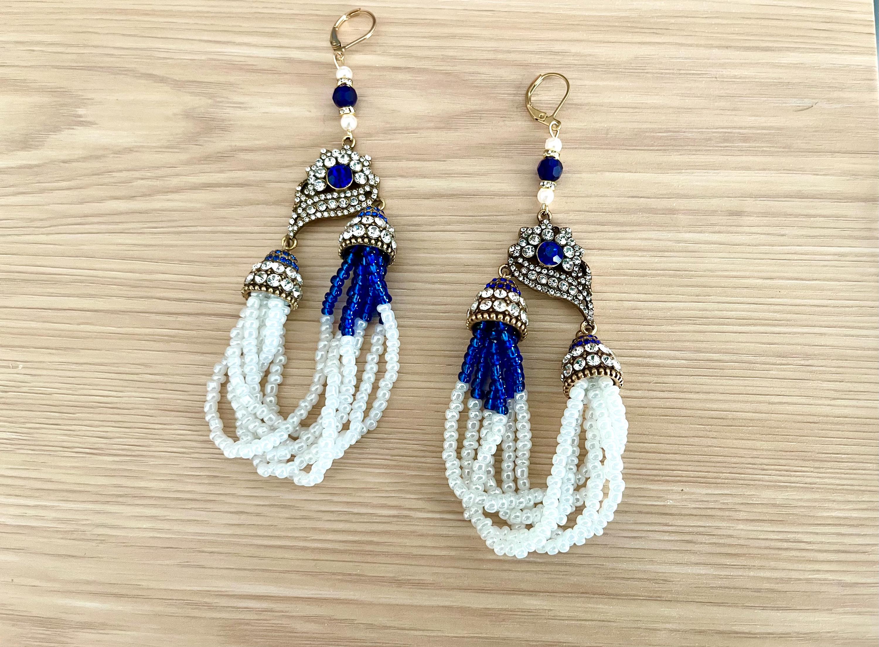 Boucles D'oreilles à Clip Moans Couture - Pierres Multicolores Surdimensionnées - Neuf Sans Emballage