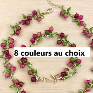 Fruit jewelry set, fruit branch necklace, blueberry necklace
